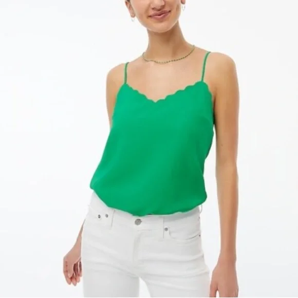 J. Crew Scallop Trim Racerback Cami Blouse - Picture 1 of 9